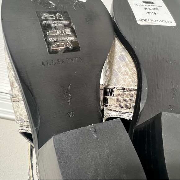 All Saints Snakeskin Print Darcy Pointed Toe Leather Booties Size 8 NWT. - Picture 11 of 13